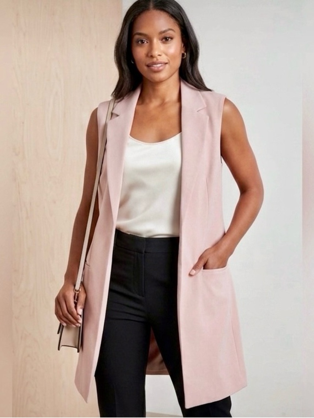 Revamped Blush Pink Sleeveless Long Vest
